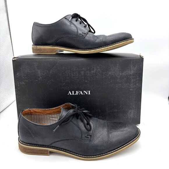 Alfani Chadwick Loafers Leather Lace Up Black Solid Mens Size 8.5 Business Shoes - Picture 1 of 7